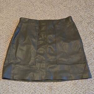 H&M Dark Green Leather Mini Skirt